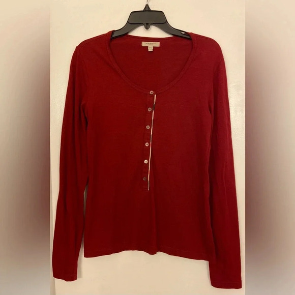 Burberry Long Sleeve Henley Red Size Medium - Picture 1 of 7